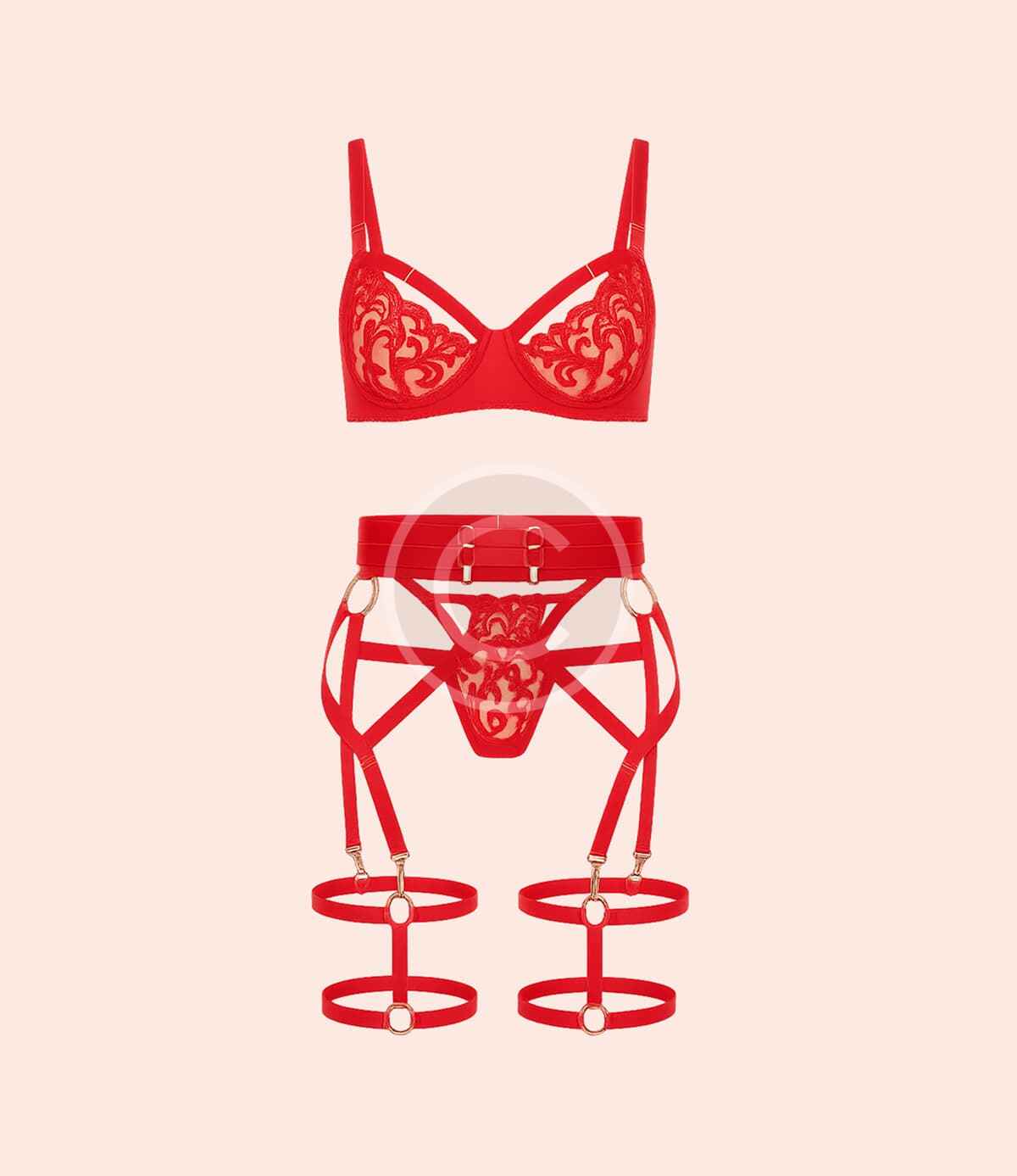 Red harness lingerie set